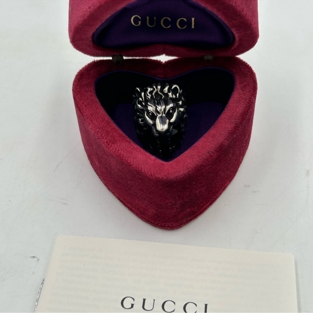 Women’s Gucci, Lionhead, motif sterling silver ring size 8/8.5 made in Italy - Picture 3 of 8
